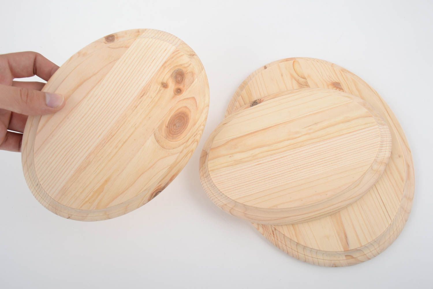 Set de plaques ovales en bois brut clair faites main à décorer 3 pièces photo 5