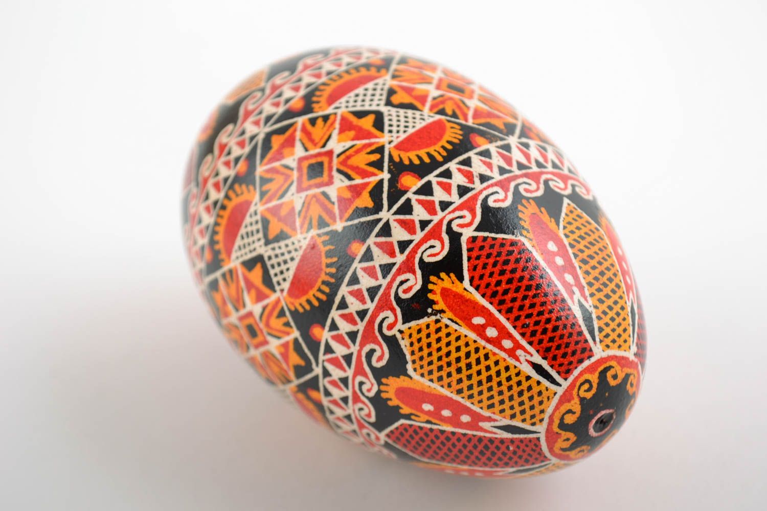 Handmade designer pysanka Easter decorative goose egg painted with acrylics photo 3