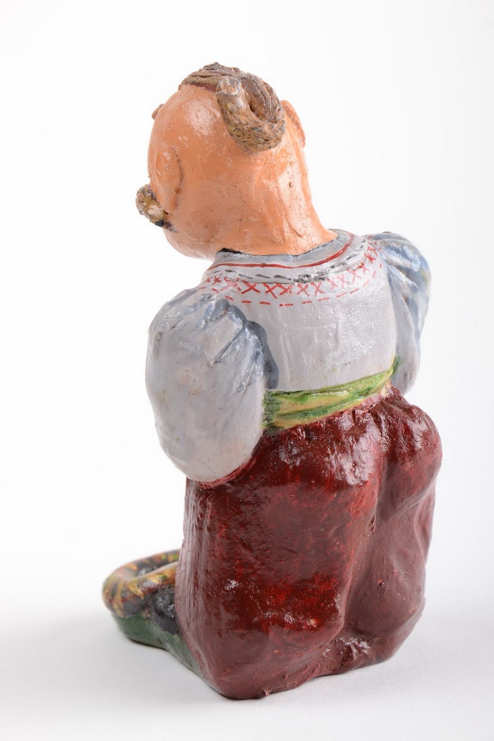 Керамическая статуэтка в народном стиле из гончарной глины ручной работы фото 4