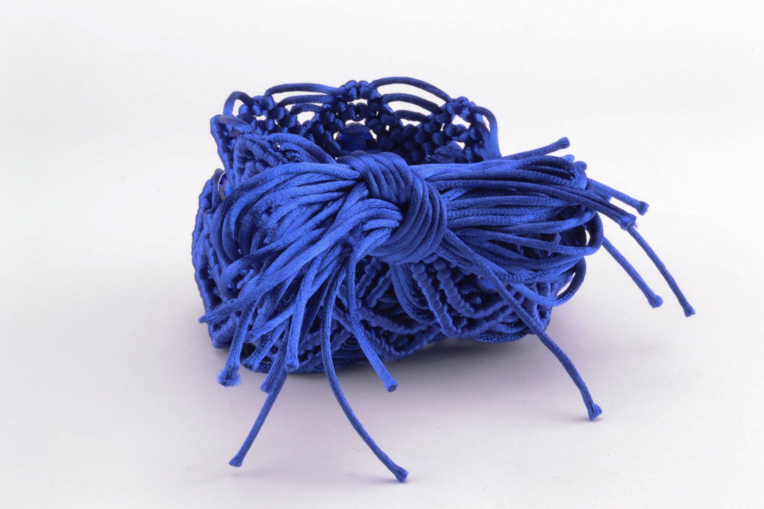 Cintura da donna intrecciata fatta a mano cinghia di fili in colore blu foto 2