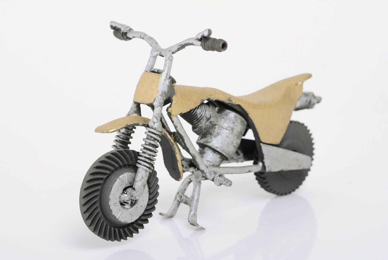Handmade metal figurine motorcycle in techno art style beautiful designer decor photo 1