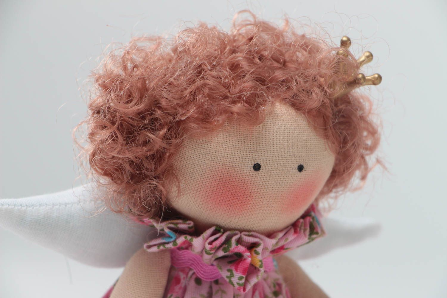 Handmade collectible textile soft doll for children and interior decor photo 3