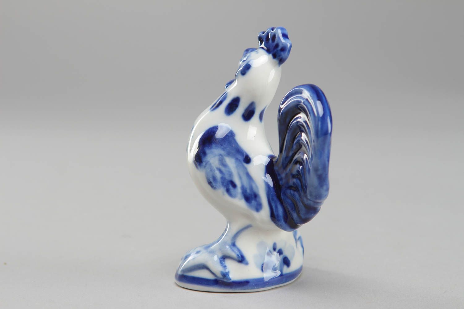 Porcelain statuette with Gzhel painting Rooster photo 2