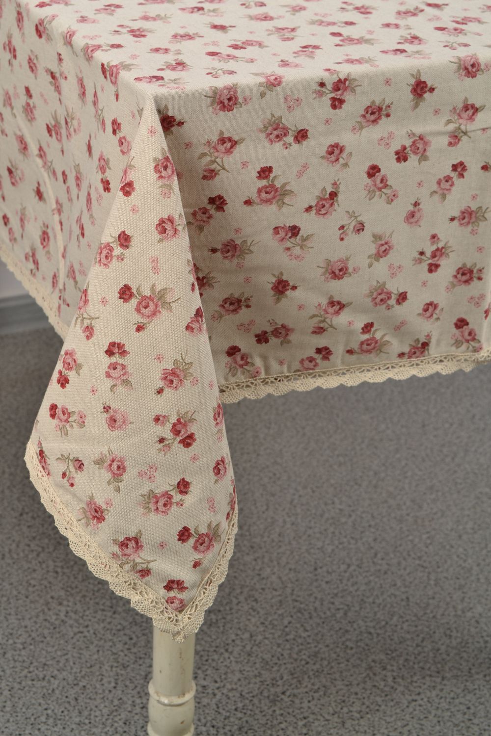 Mantel de tela de algodón y poliamida con estampado de rosas foto 3