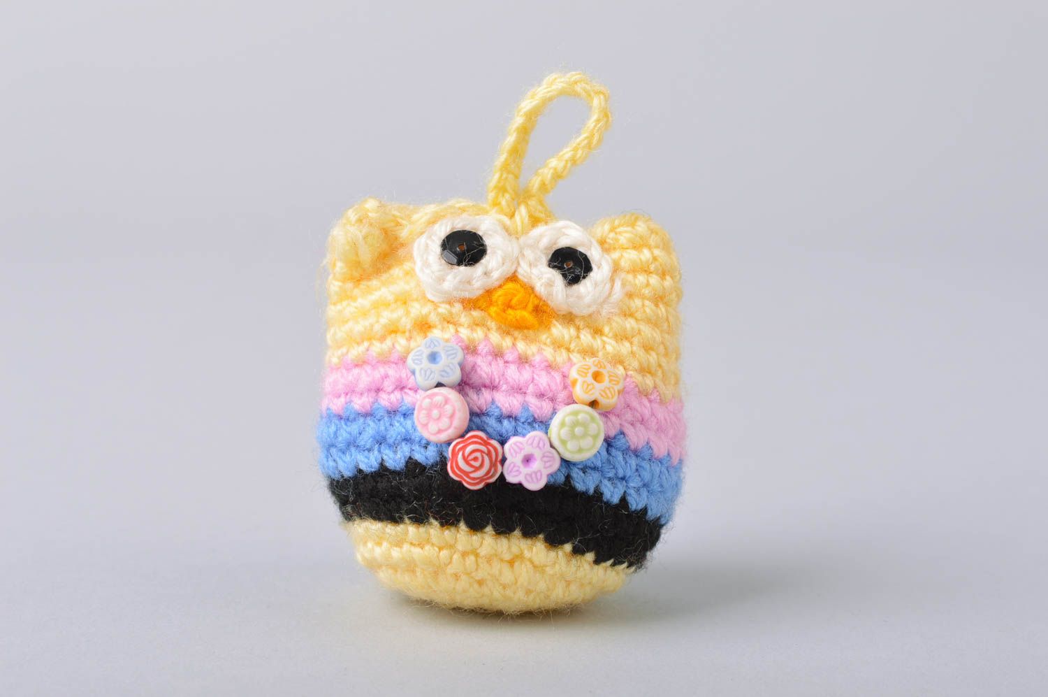 Beautiful cute soft interior pendant owl handmade crocheted toy with beads photo 2