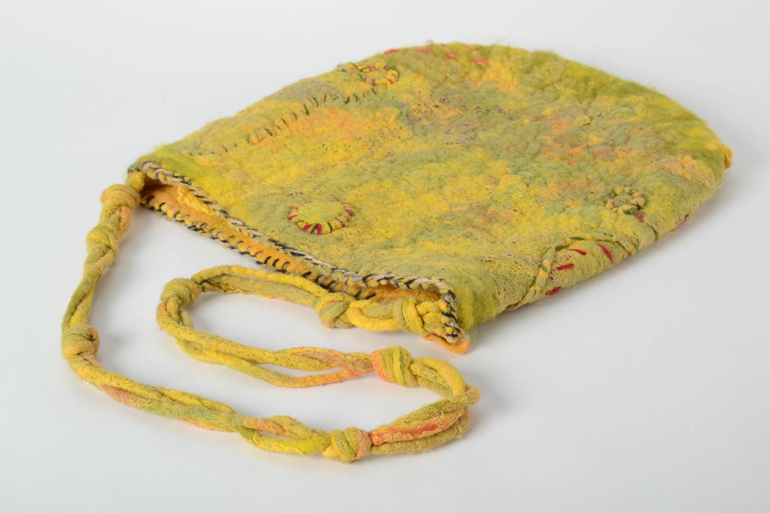 Сумка из шерсти сумка ручной работы женская валяная сумка через плече желтая фото 3
