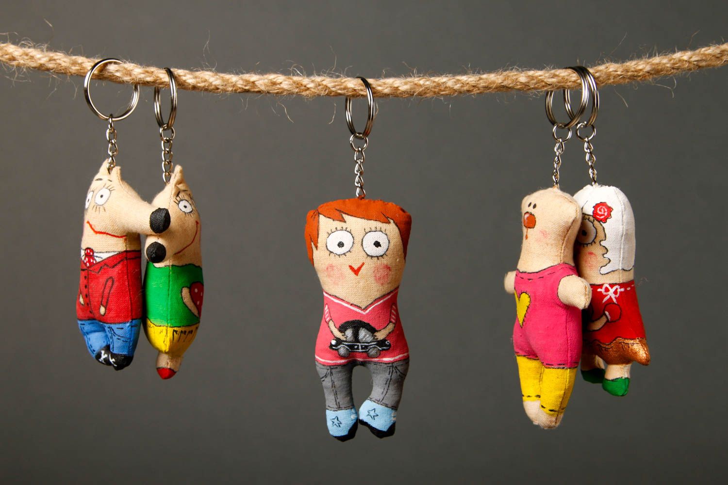 Handmade keychain unusual keychain gift ideas textile accessory for car photo 1