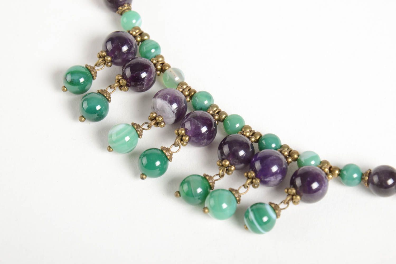 Handmade beaded elegant necklace stylish unusual jewelry natural stone necklace photo 3