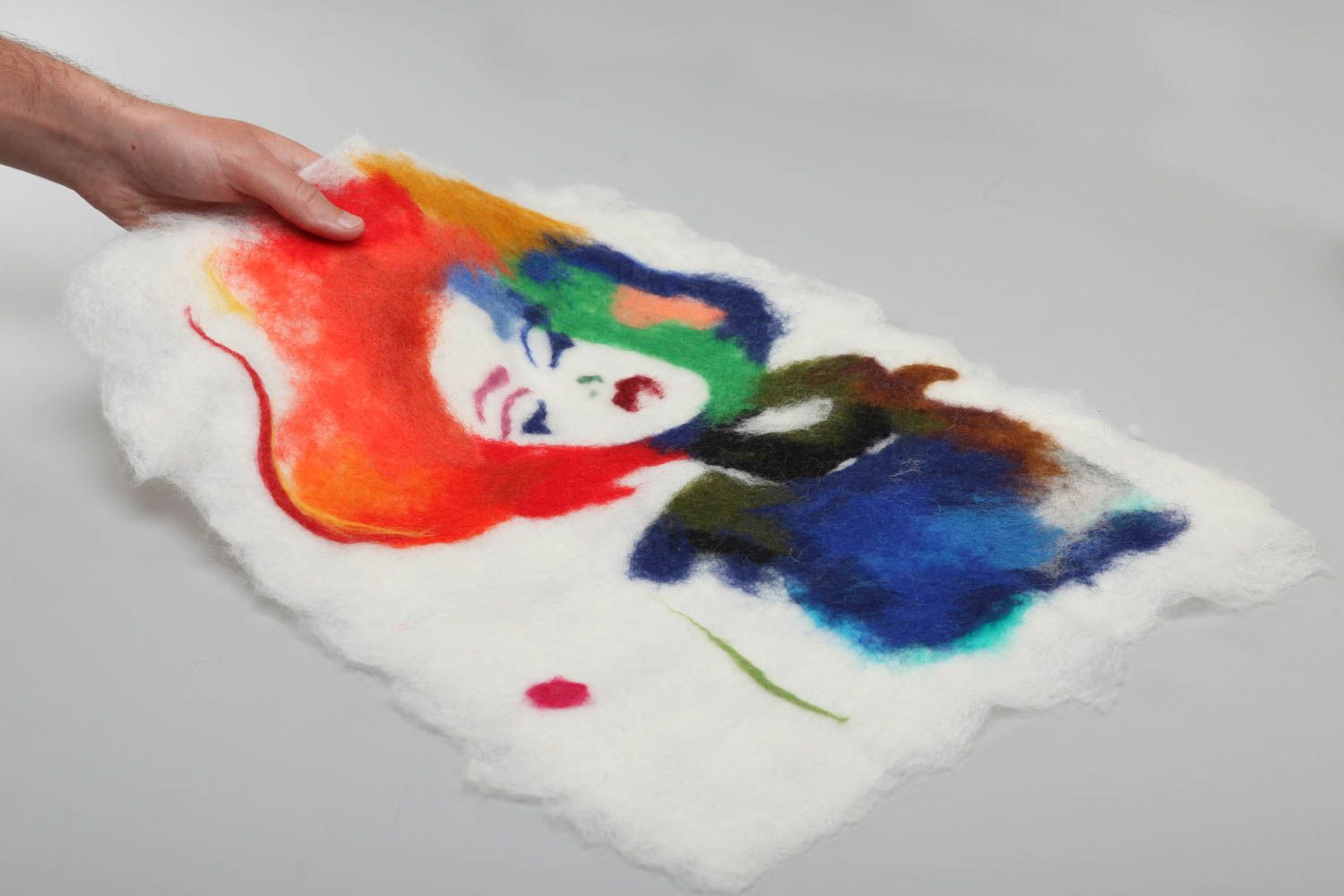 Картина из шерсти в технике мокрого валяния ручной работы яркая оригинальная фото 5