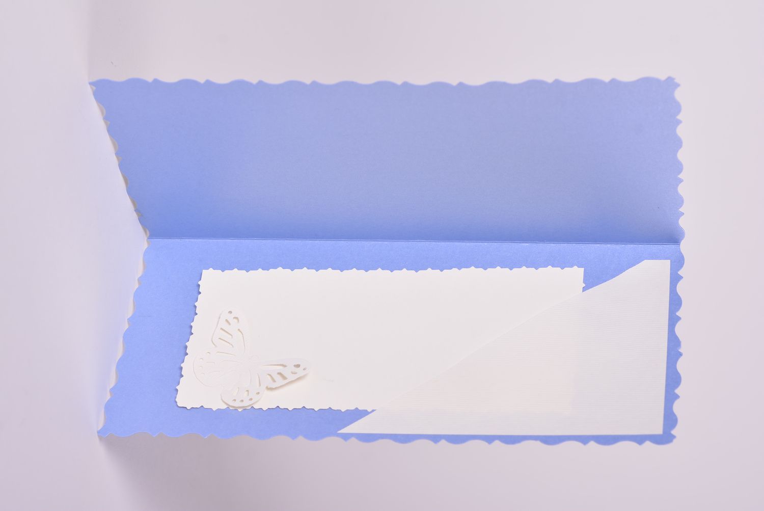 Carte de voeux fait main bleu ciel en carton technique quilling Cadeau original photo 4