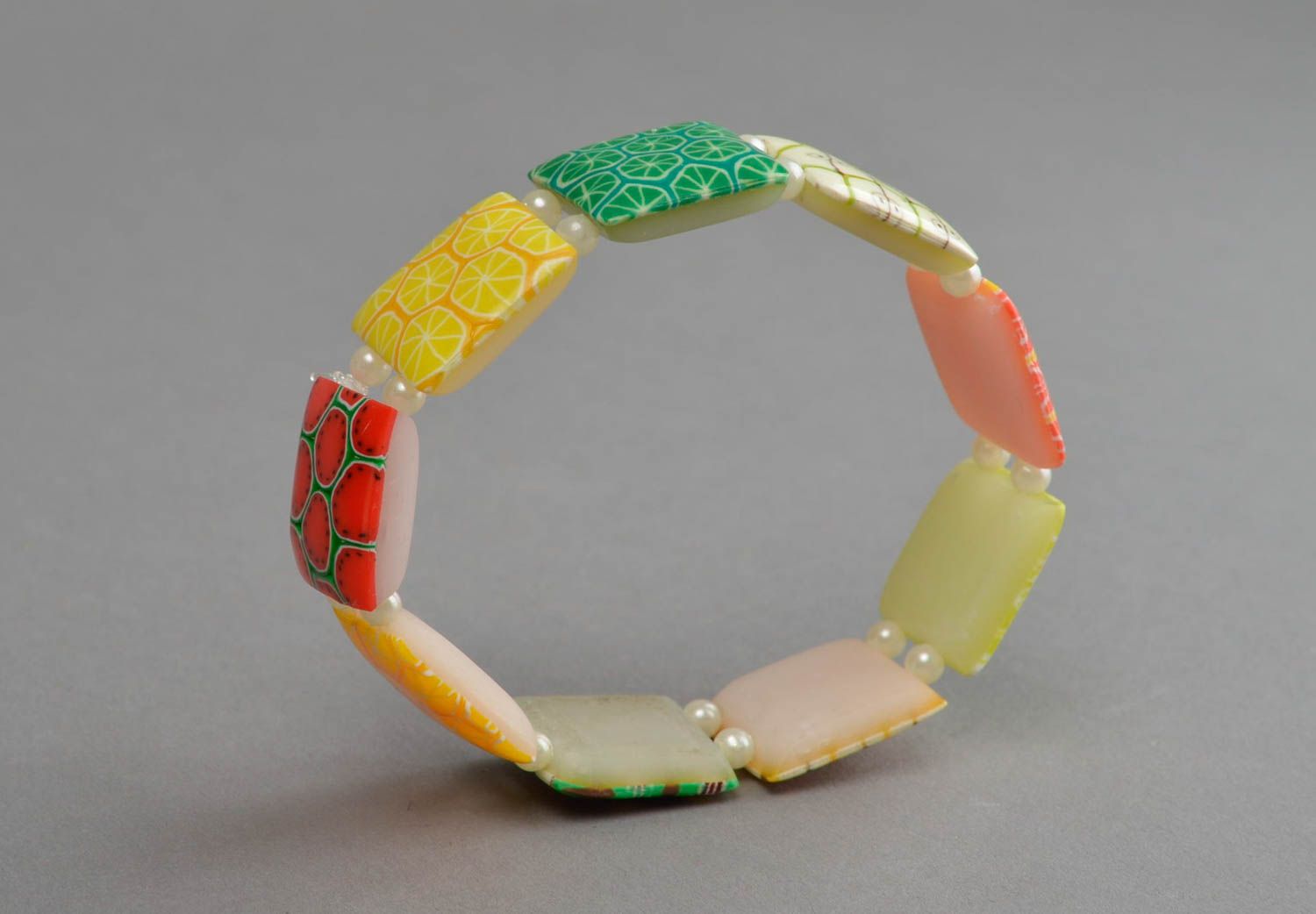 Schönes buntes Armband aus Polymerton handgemacht für Frauen Süße Farben foto 4