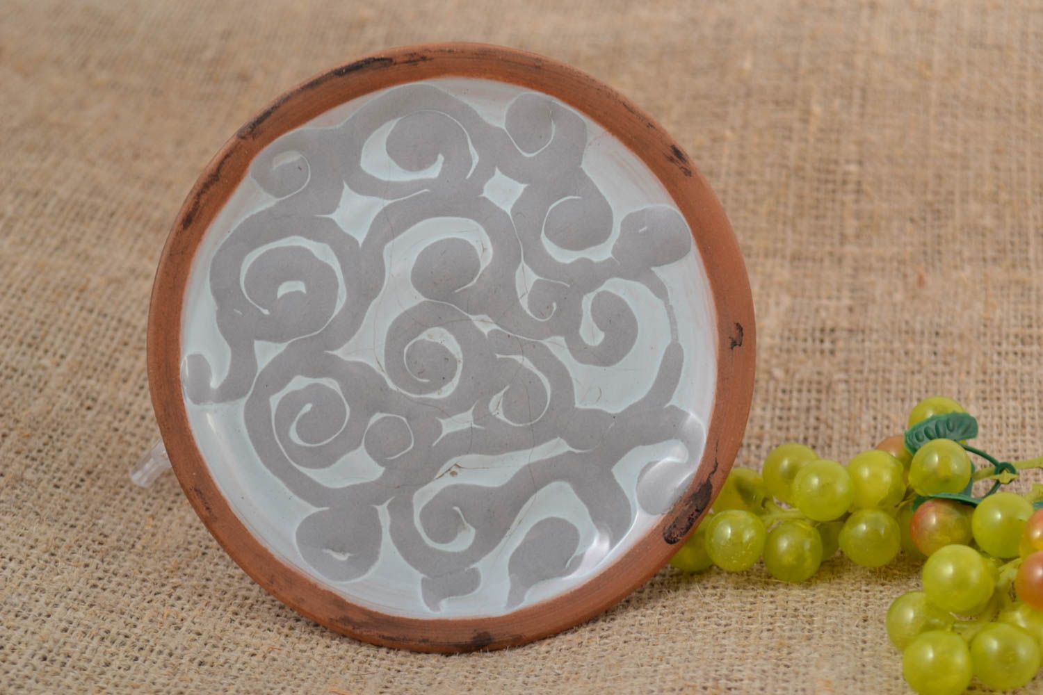 Dekoration für Küche handgemacht Teller aus Ton originell Keramik Geschirr foto 1