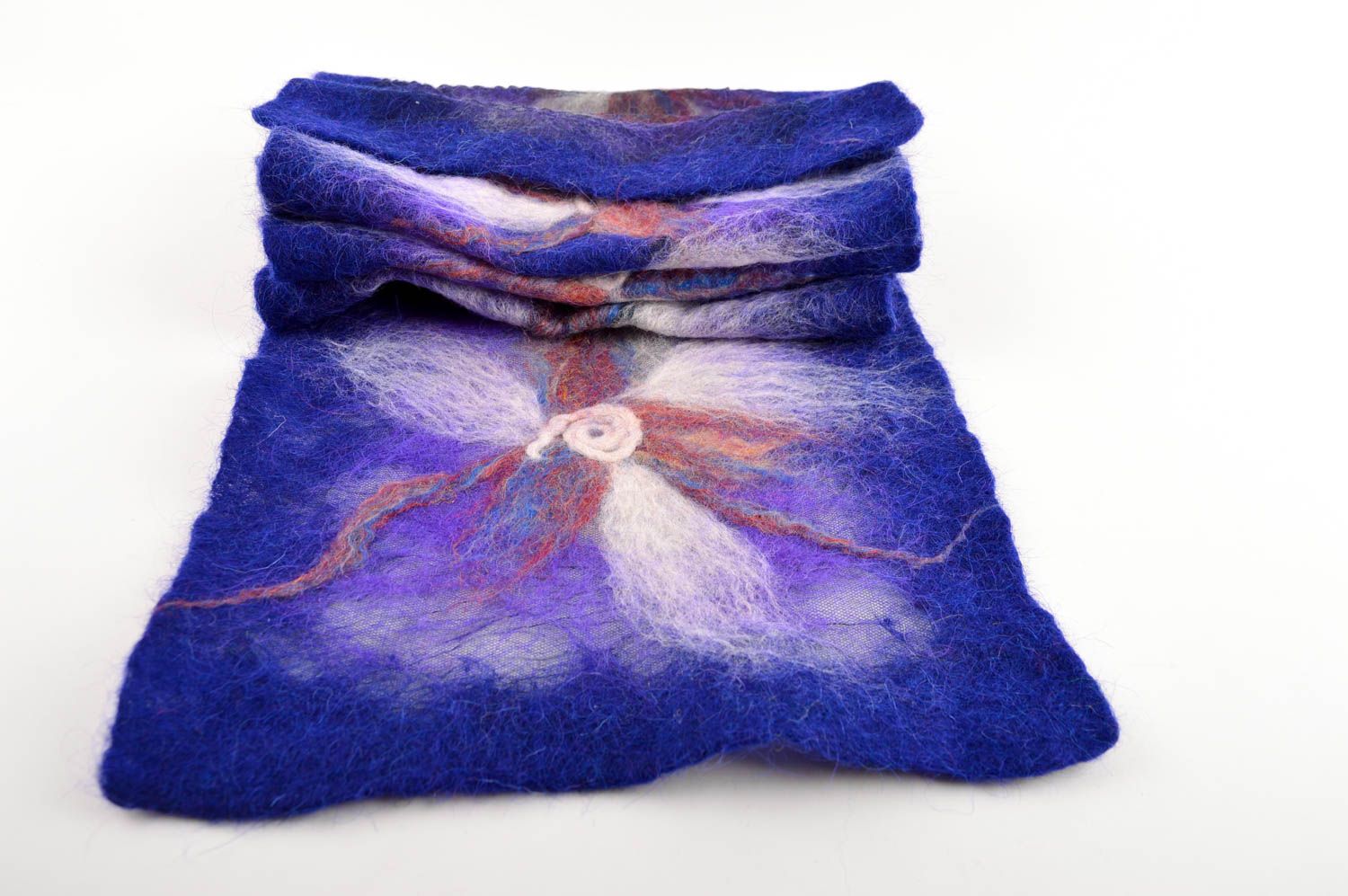 Handmade designer woolen scarf felted warm scarf winter accessories for women photo 3