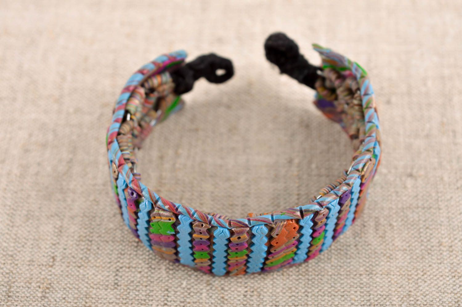 Polymer clay bracelet handmade plastic bracelet wide bracelet for girls photo 1
