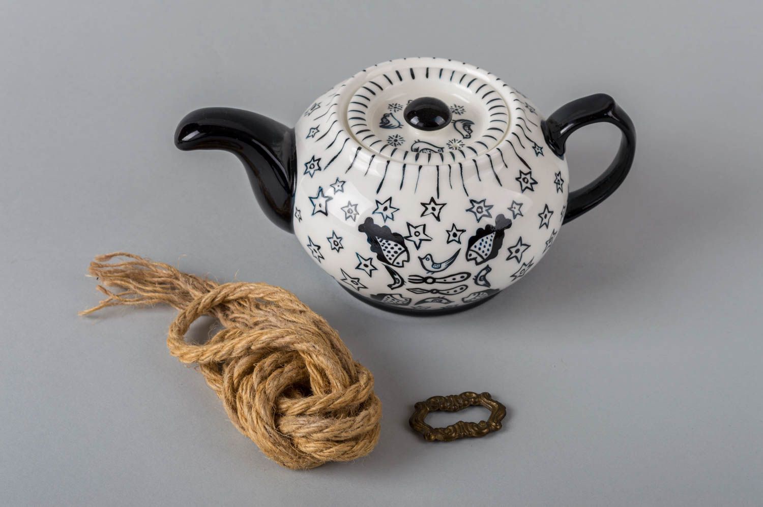 Handmade painted teapot designer beautiful kitchenware cute stylish teapot photo 1