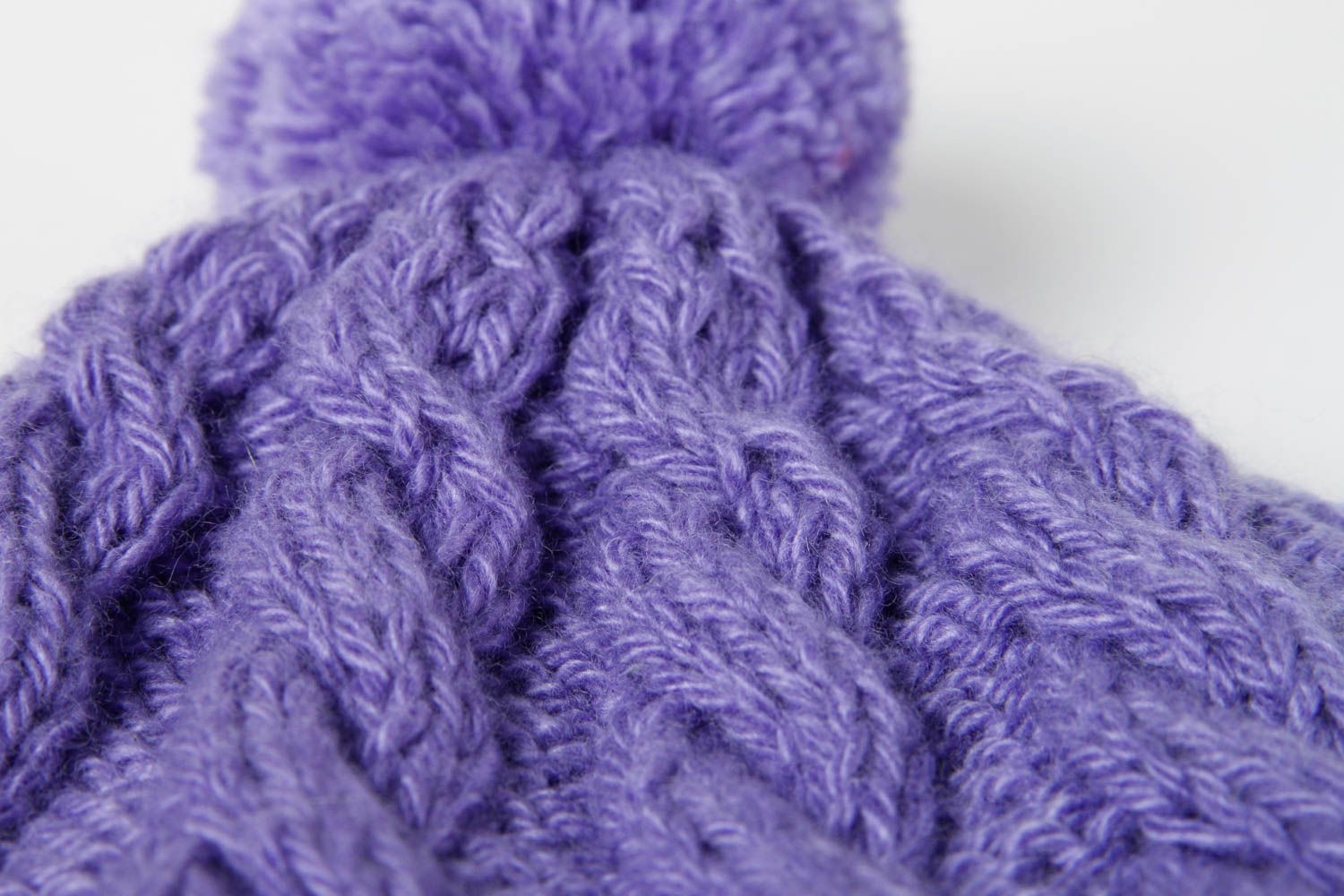 Gorro para niños artesanal guantes de lana mezclada color morado regalo original foto 5
