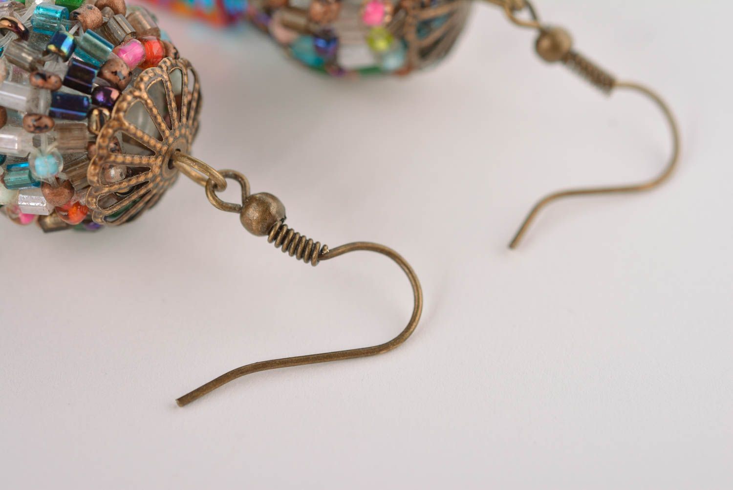 Unusual handmade beaded earrings metal earrings fashion accessories for girls photo 5