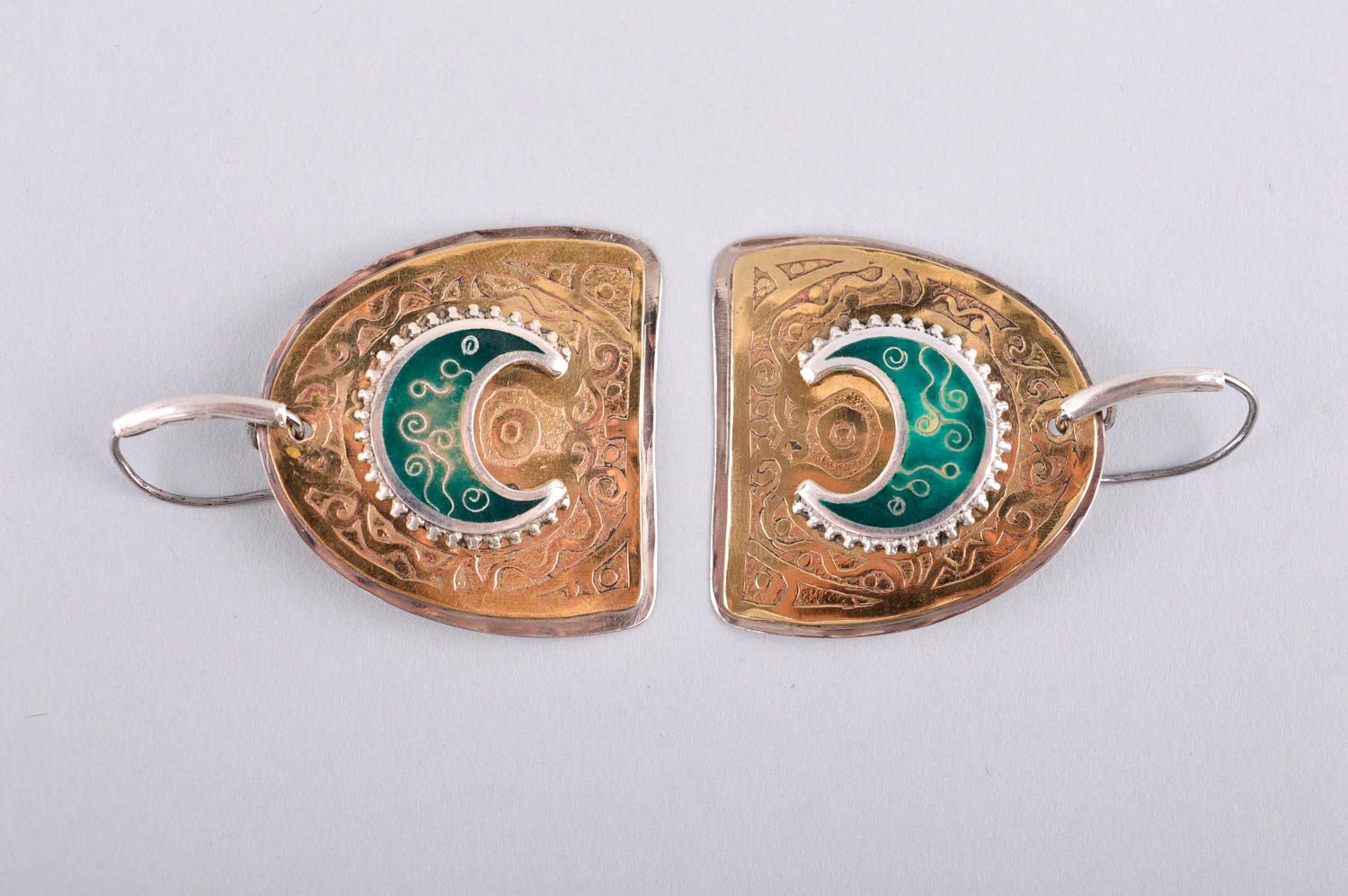 Handmade earrings unusual accessory gift ideas brass jewelry metal earrings photo 5