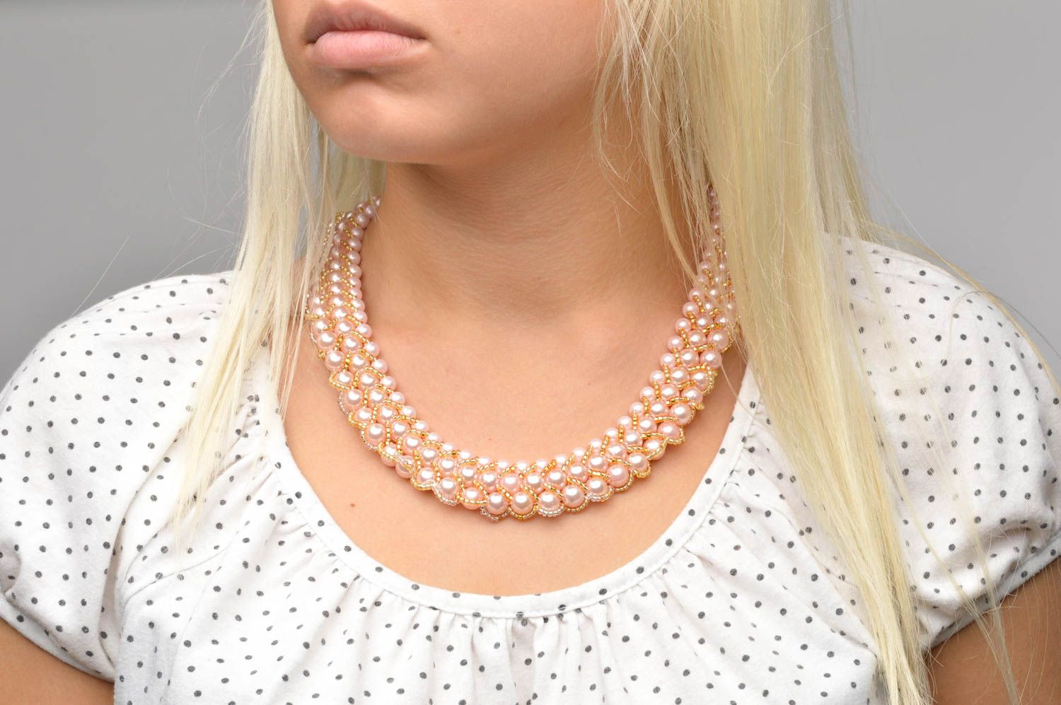 Handmade beaded necklace stylish designer necklace elegant accessory gift photo 3