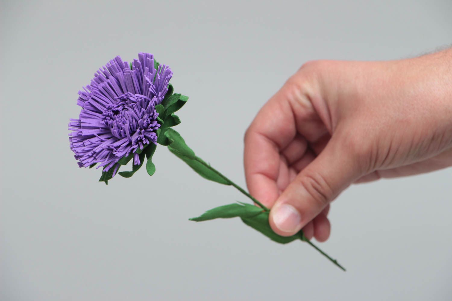 Fleur artificielle belle décorative en foamiran faite main Aster lilas photo 5