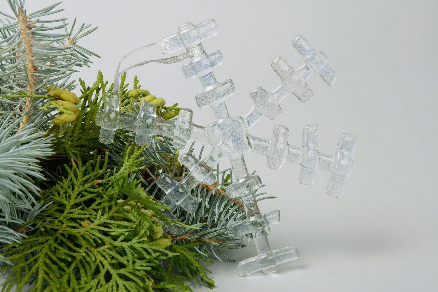 Glasanhänger für Weihnachtsbaum Schneeflocke foto 1