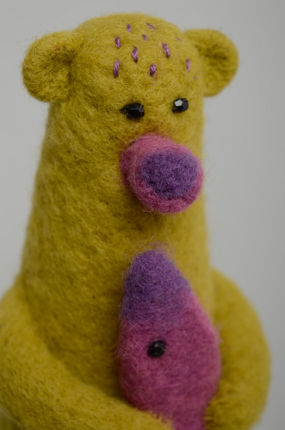 Miniature toy felted of wool bear photo 2