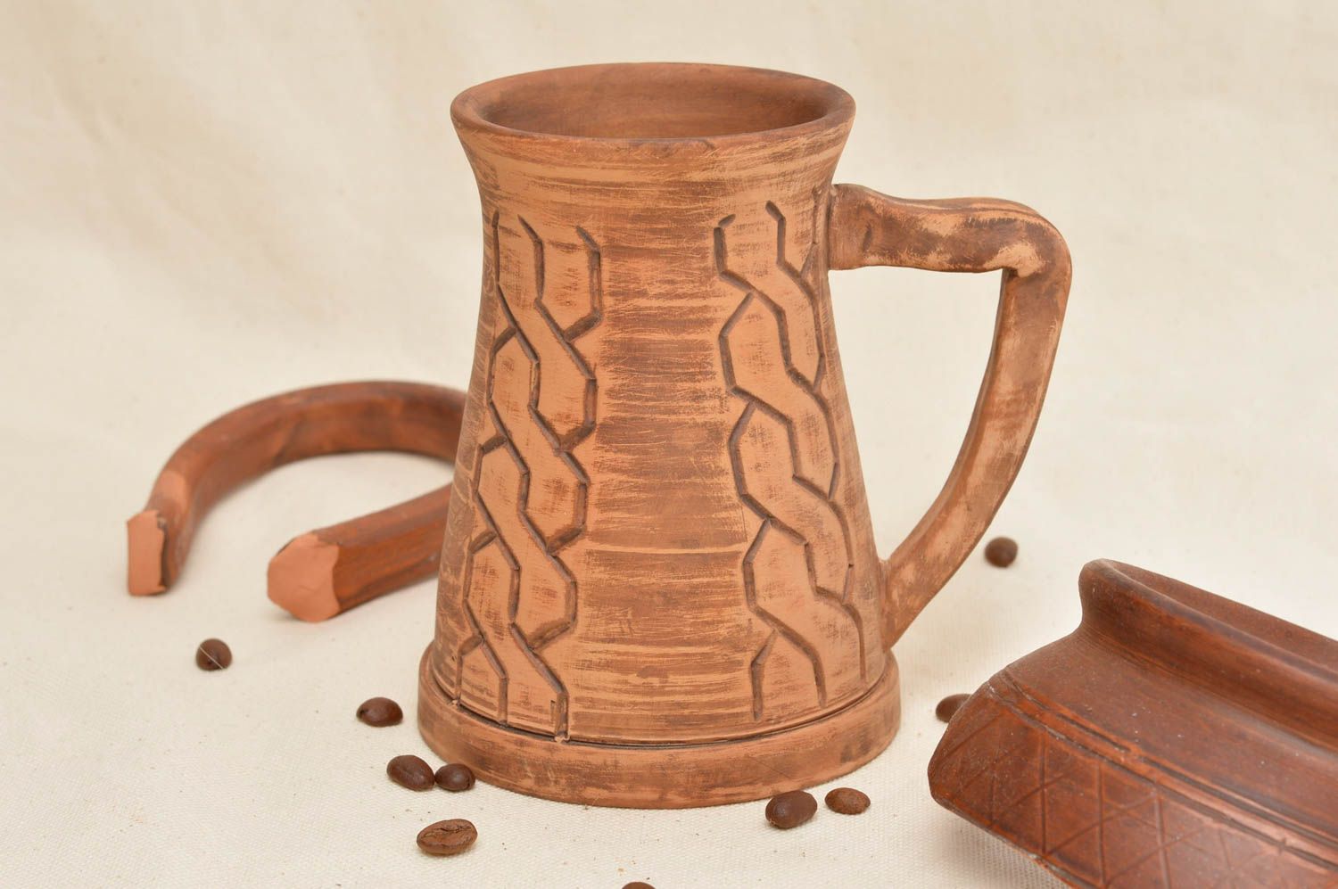 Interesting beer mug handmade kitchen utensils beautiful clay accessories photo 1