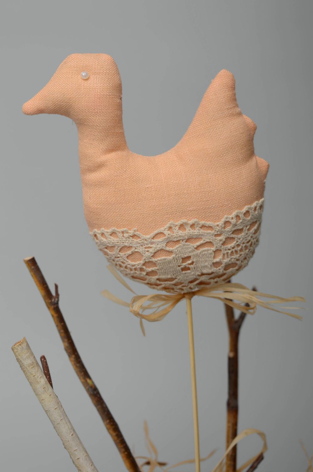 Blumentopf Stecker Vogel aus Textil foto 2