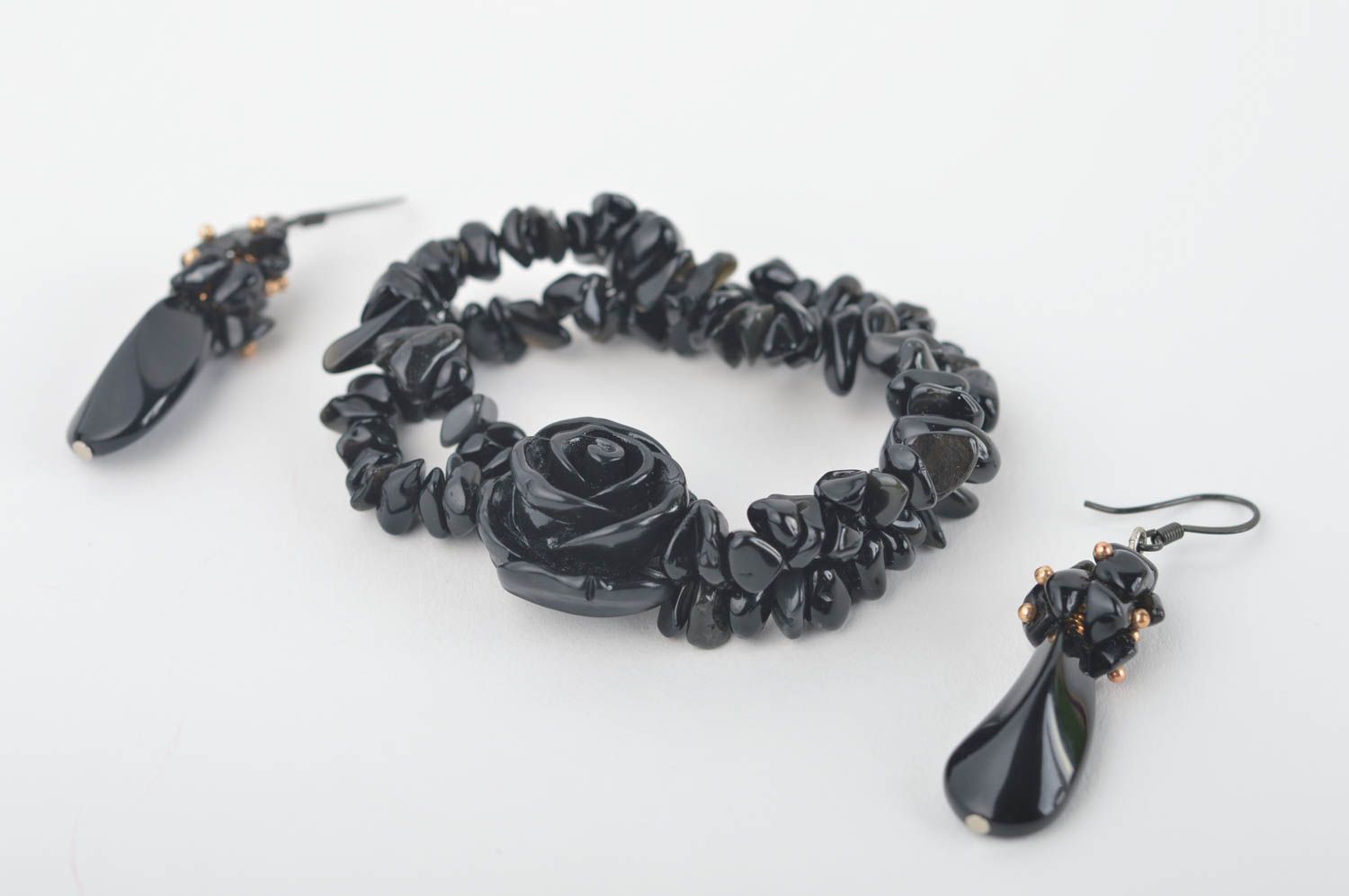 Unusual handmade beaded earrings beaded bracelet cool jewelry set designs photo 4