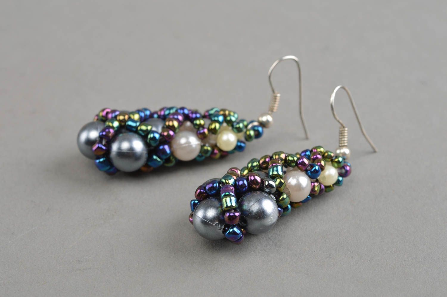 Boucles d'oreilles en perles de rocaille perles fantaisie pendantes faites main photo 3