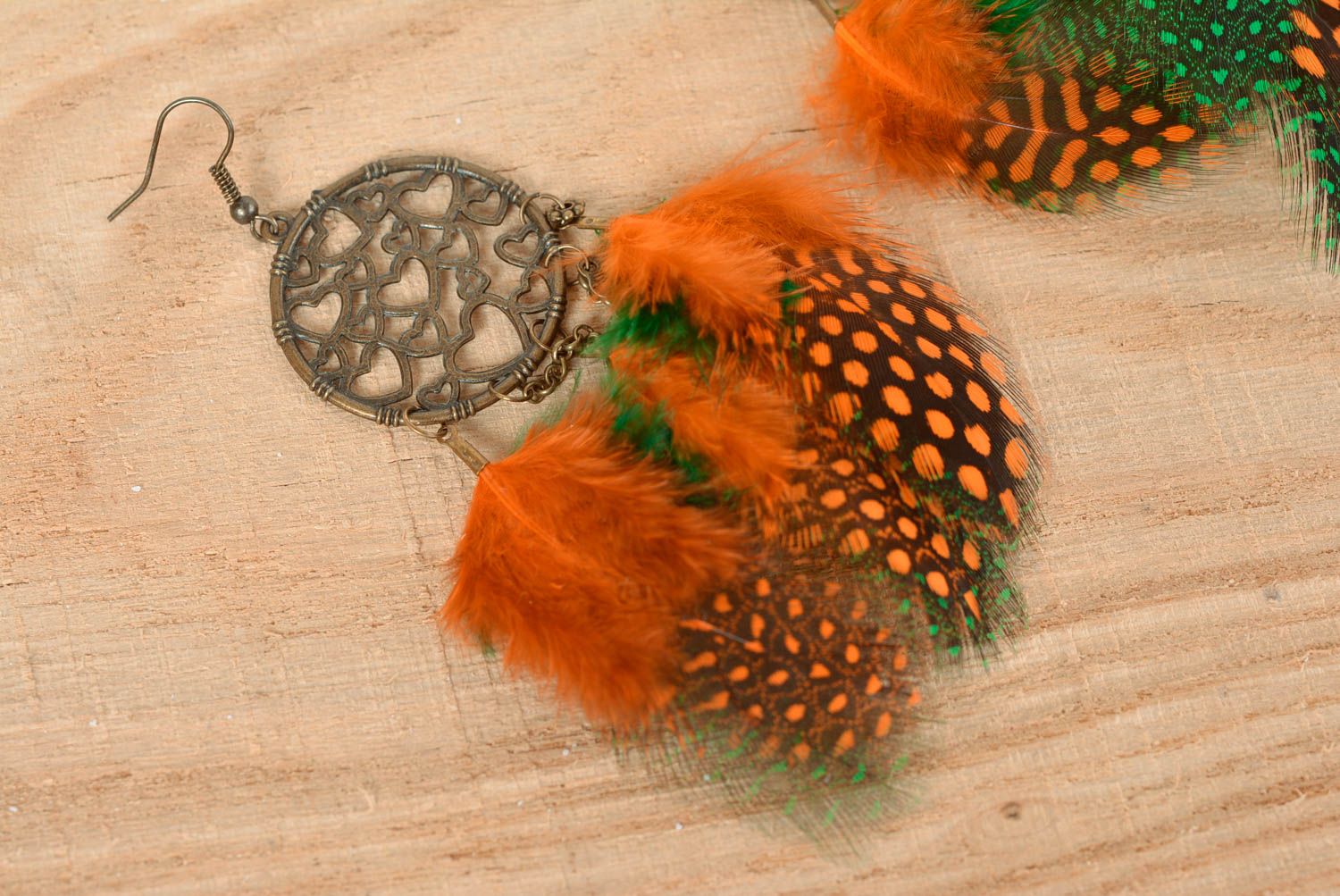 Handmade earrings feather earrings fashion accessories homemade jewelry photo 1