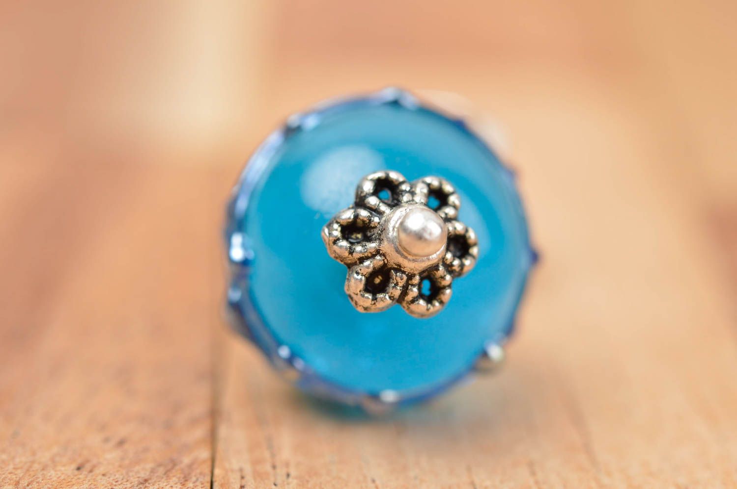 Handmade pendant women necklace glass pendant lampwork pendant blue deep photo 4