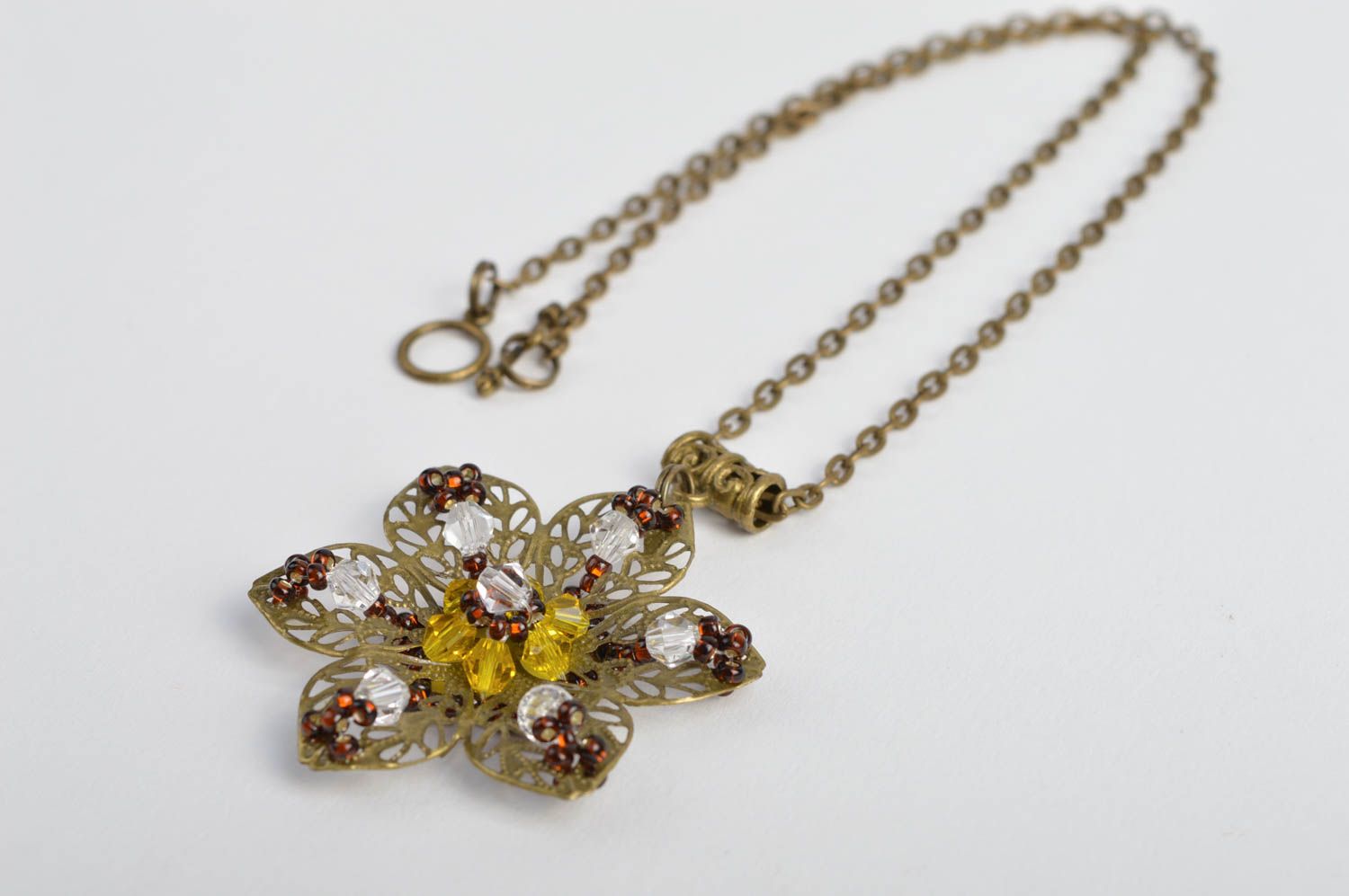 Handmade necklace pendant vintage designer bijouterie accessory for woman photo 3