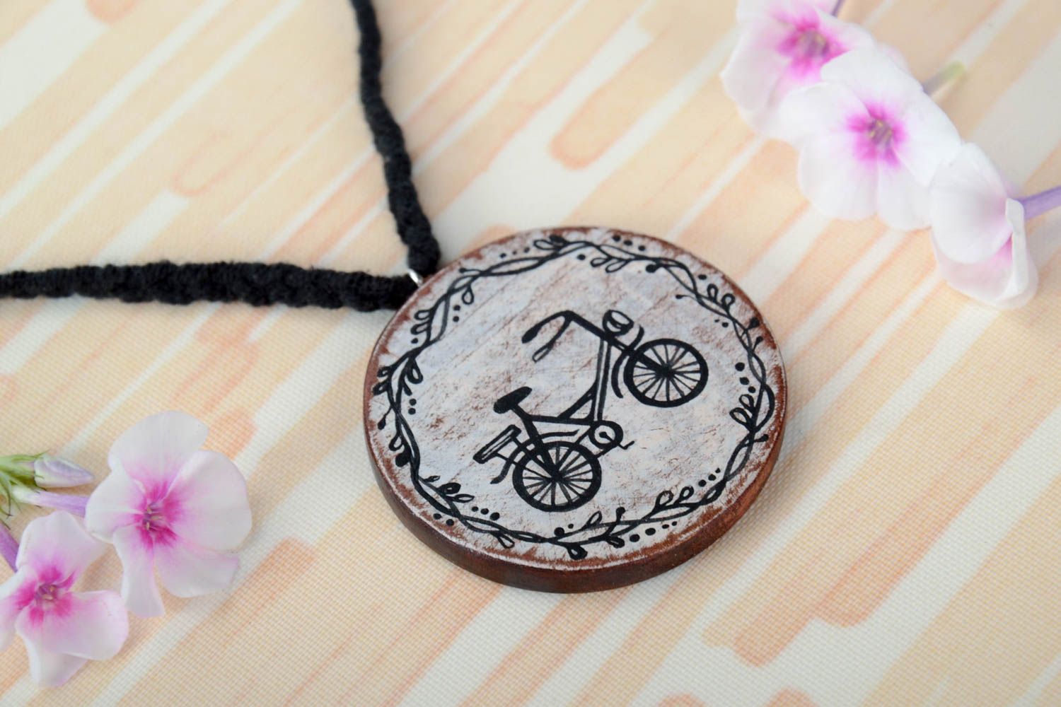 Handmade pendant wooden pendant designer accessory unusual jewelry gift for girl photo 1