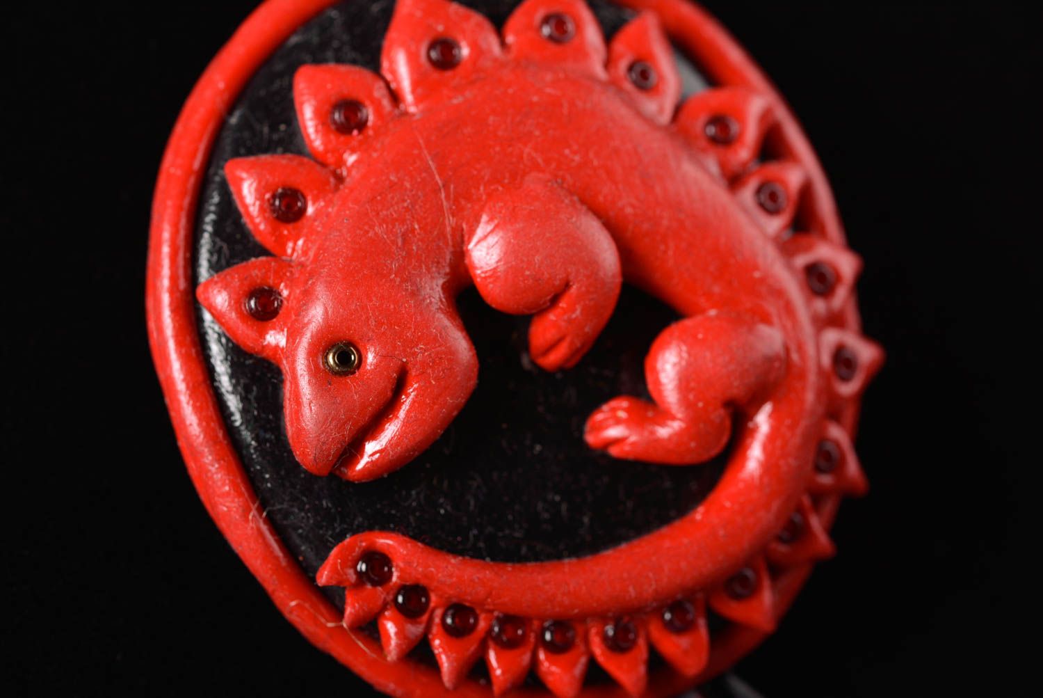 Handmade Kette mit Anhänger Polymer Clay Schmuck Accessoire für Frauen rot foto 3