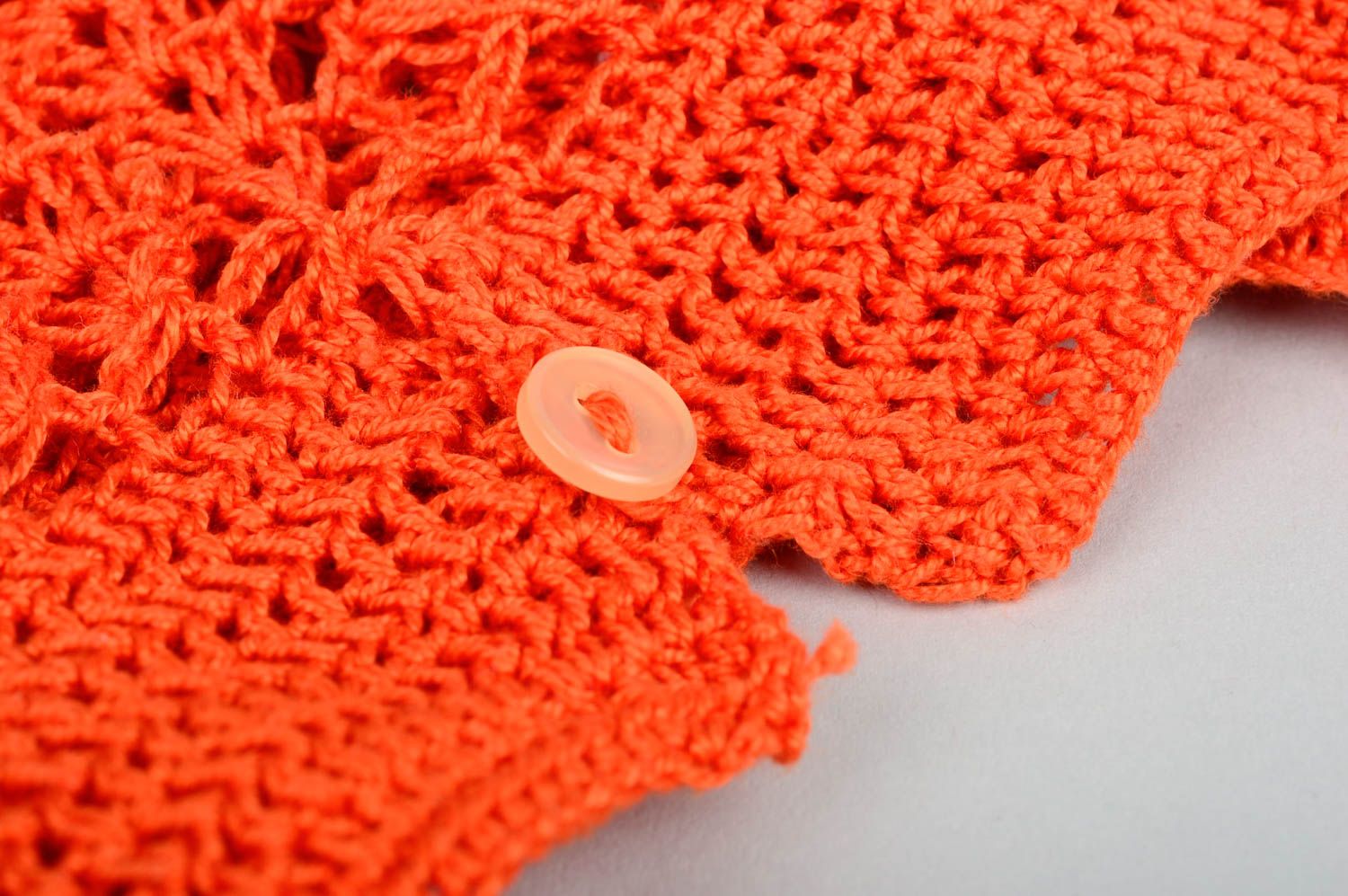 Robe fille fait main Robe tricotée orange en fils de coton Vêtement enfant photo 3