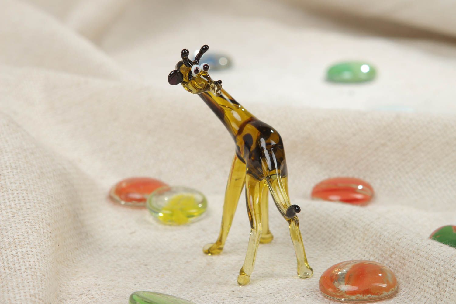 Petite figurine en verre au chalumeau Girafe décoration faite main cadeau photo 5
