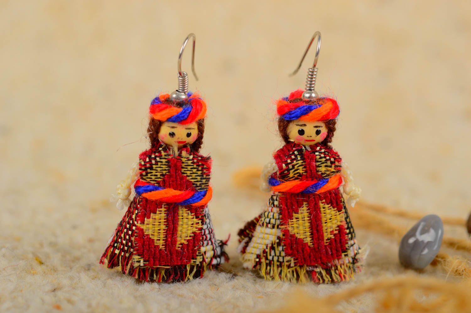 Textile handmade earrings cute dolls earrings fashion earrings unusual gift photo 1