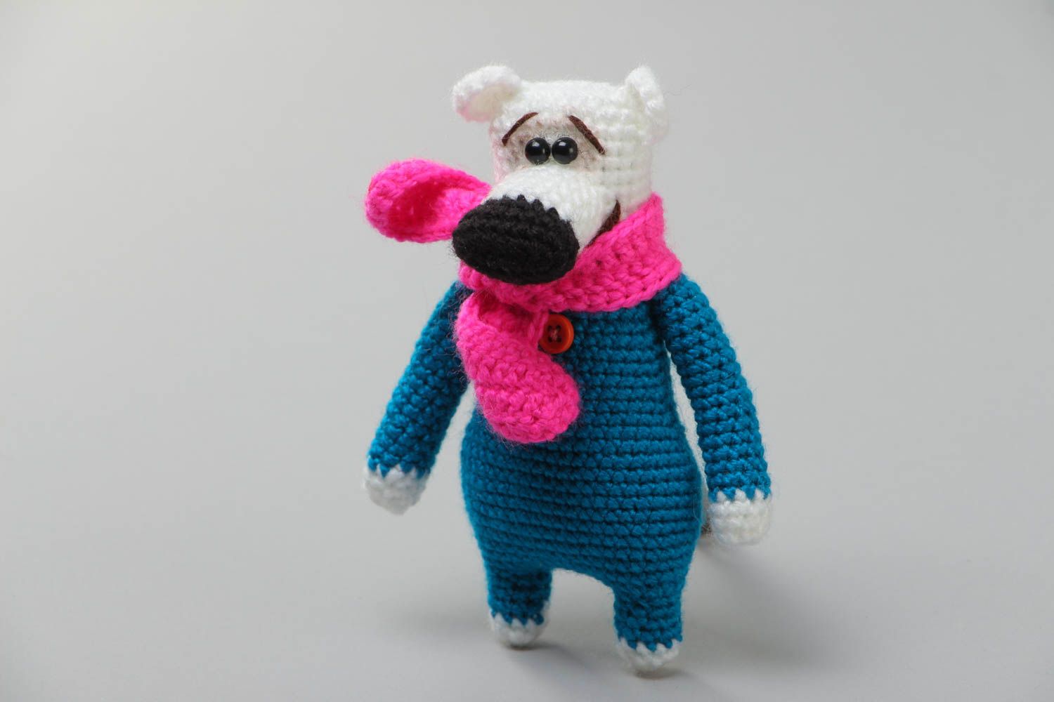 Jouet mou tricoté en fils acryliques au crochet fait main pour enfant Ours blanc photo 2