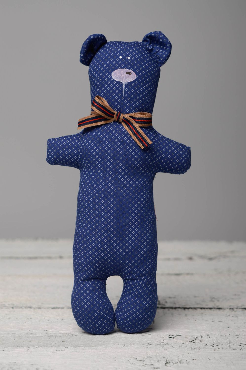 Peluche faite main Ourson en coton et polyester bleu cadeau pour enfant photo 1