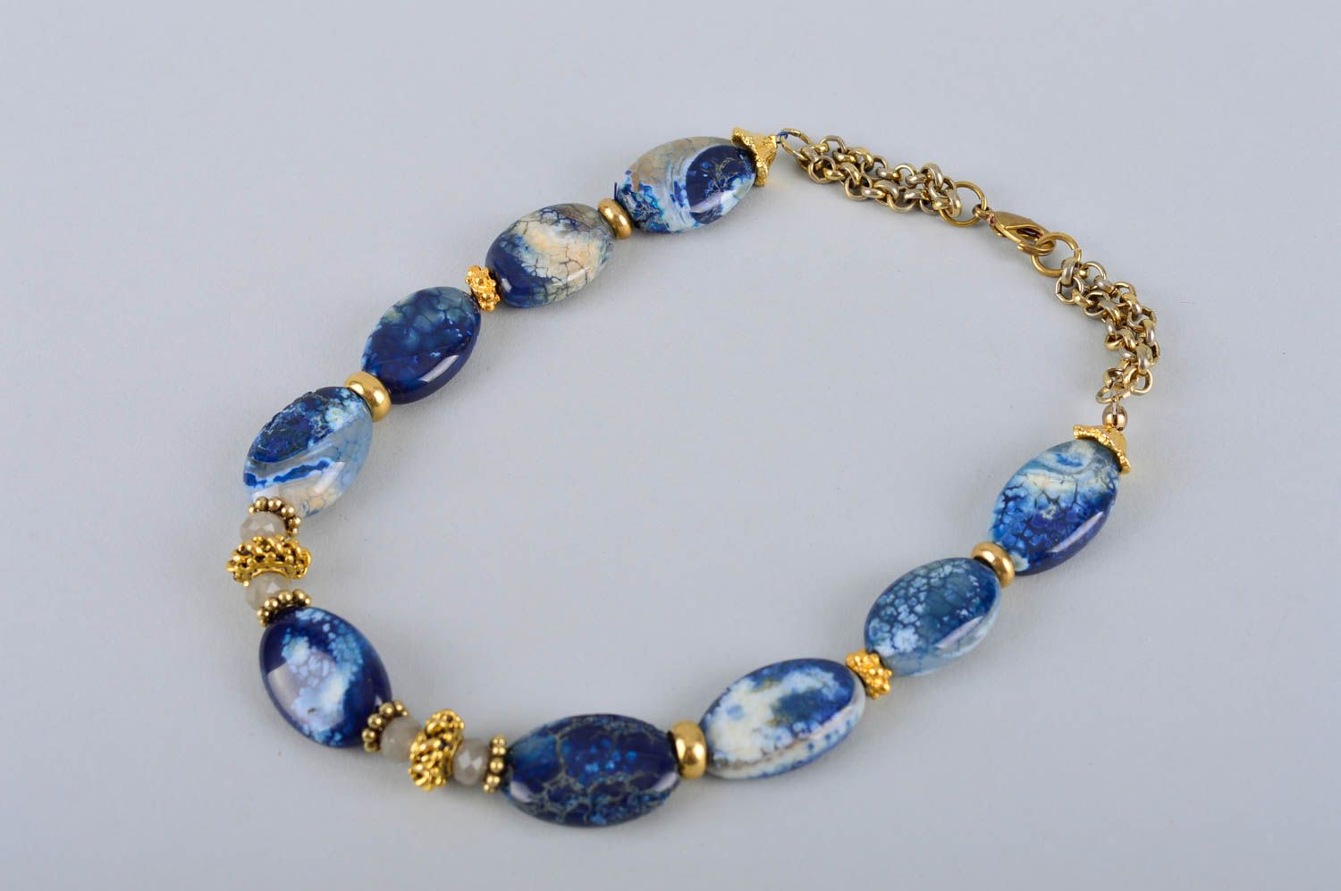 Unique natural stones designer necklace handmade bijouterie present for woman photo 5