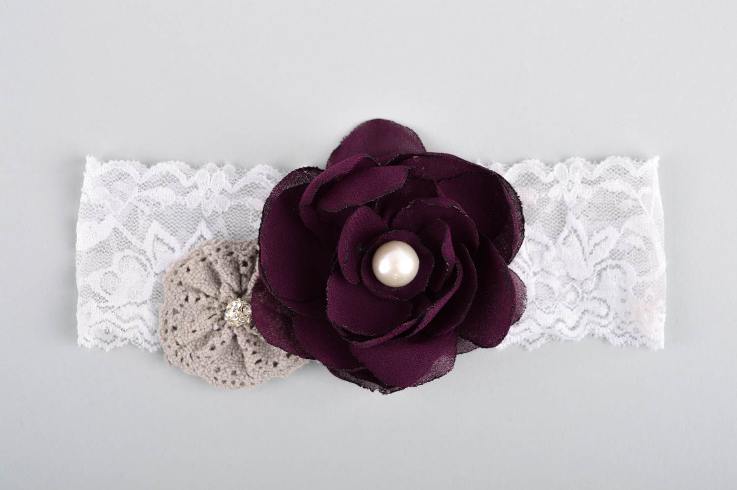 Handmade Haarband mit Blume Mädchen Haarschmuck Accessoire für Haare elegant foto 4