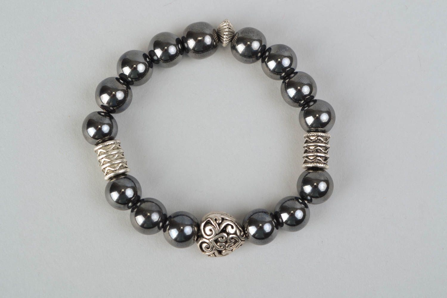 Designer bracelet with hematite and metal Moon Glade photo 4