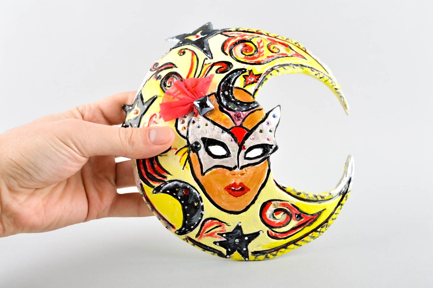 Panel decorativo hecho a mano regalo personalizado máscara artesanal Luna foto 5
