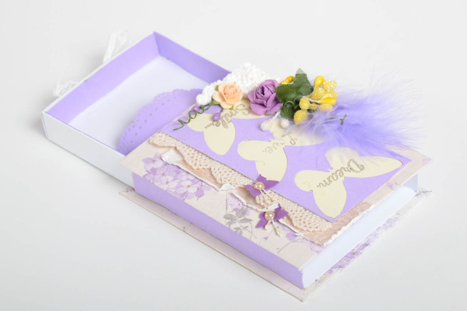 Handmade Geschenk Dose Verpackung für Geldgeschenk schöne Box violett  foto 4