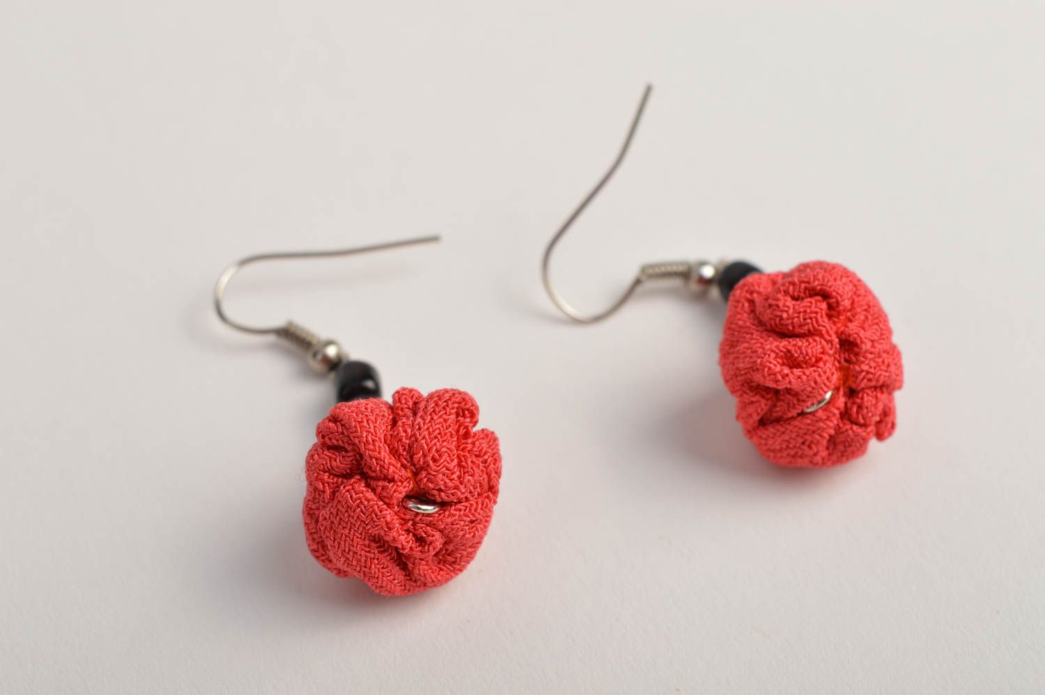Handmade elegant earrings stylish beaded earrings textile cute accessory photo 2