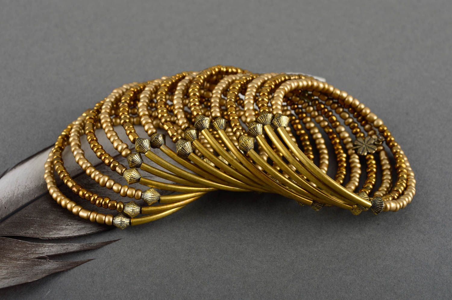 Handmade spiral bracelet unique designer seed beaded woman accessory present photo 1