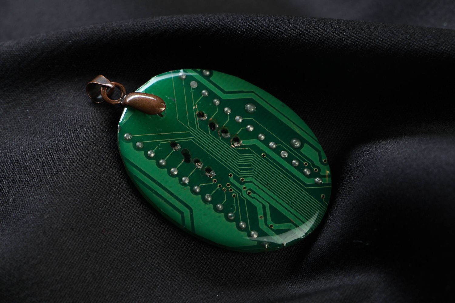 Oval steampunk pendant with micro scheme photo 2
