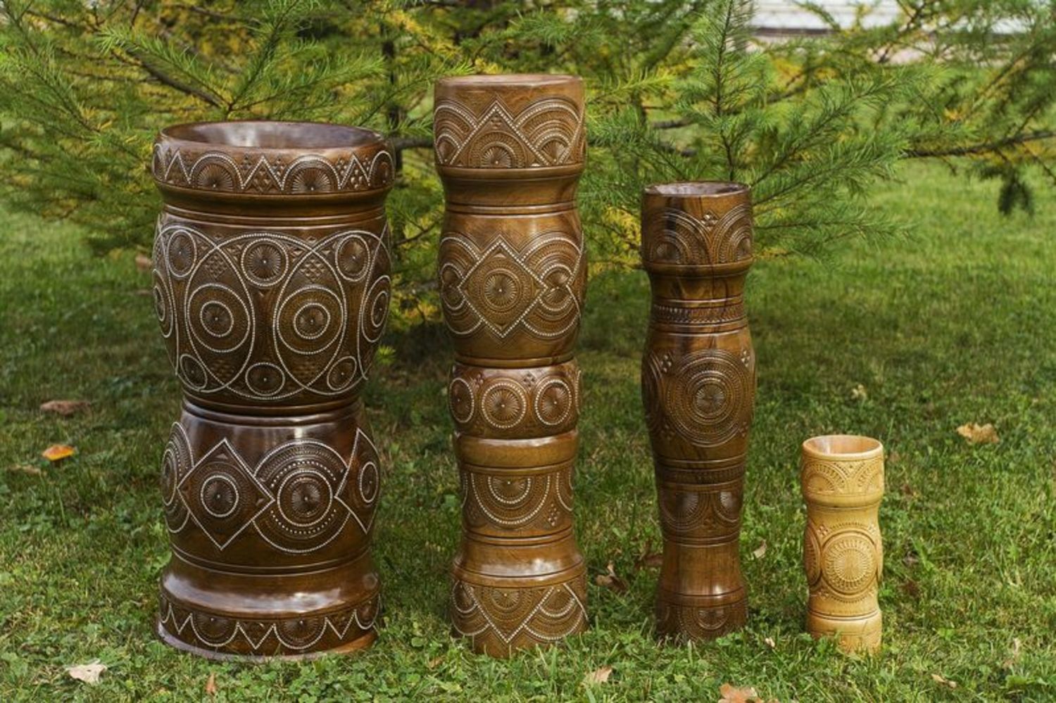 24 inches tall wooden hand-carved inlaid with beads vase for home décor 6 lb photo 3