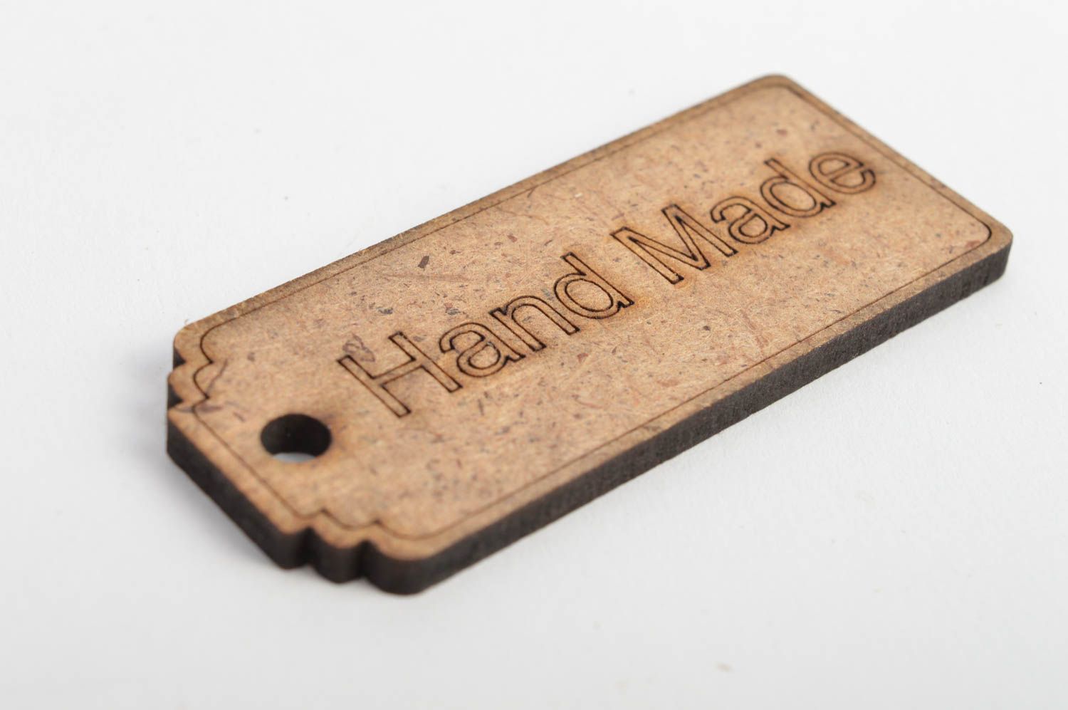 Petite étiquette en bois MDF avec inscription Hand Made faite main pour création photo 3